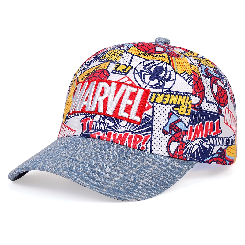 Topi Baseball Motif Print Tulisan Marvel Gaya Hip Hop Adjustable Untuk Anak Unisex