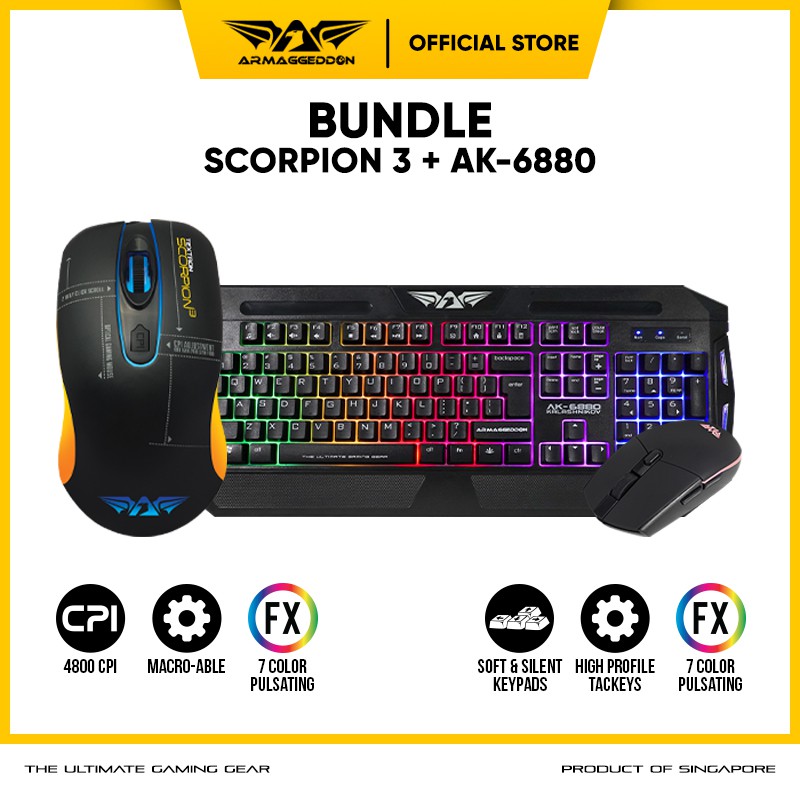 Armaggeddon Keyboard Mouse Gaming Combo AK6880 Kalashnikov + ATOM 5 / MG370 / XENON 2 / WASP 5 COMBO-4