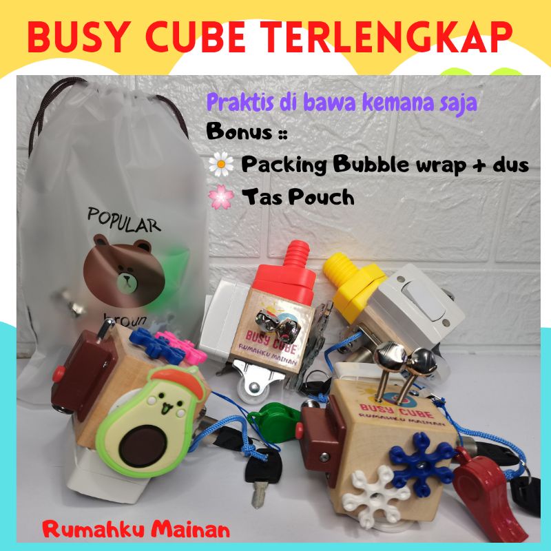 BUSY CUBE BUSY BOARD BUSY JAR KUBUS MAINAN MONTESSORI ANAK SENSORY PLAY ANAK