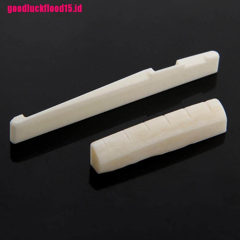 {LUCKID}Ivory Buffalo Bone Bridge Saddle And Slotted Nut For 6 String Acoustic Guitar