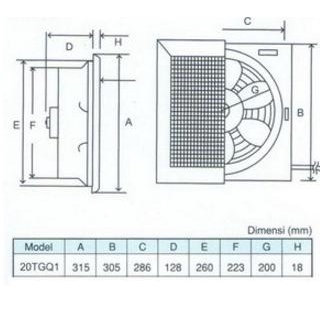 Ceiling Exhaust Fan Plafon Kdk 20Tgq2/20Tgq1/ Exhaust Kdk 20Tgq 8"Inch