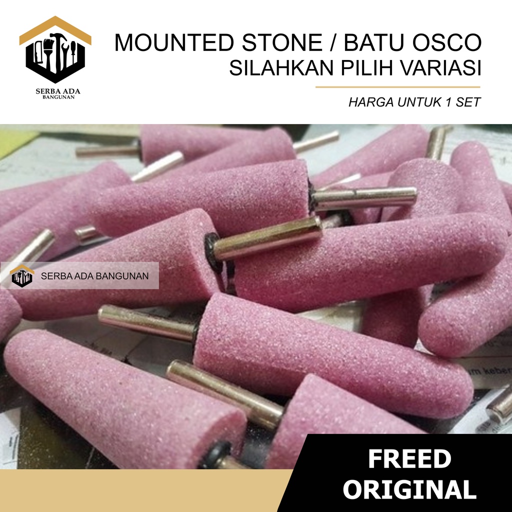 BATU OSCO MATA GERINDA SET BOR / MOUNTED STONE ISI 5 BUAH FREED ORIGINAL ZP1008 BATU BABY