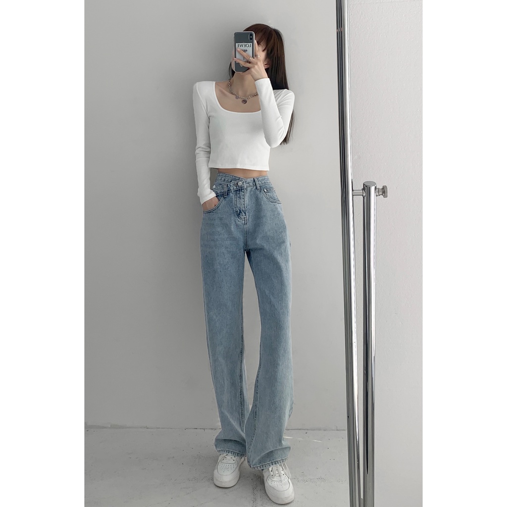 ✅COD JEANS NEW DESIGN HIGHWAIST IMPORT CELANA PANTS WANITA CEWEK CULLOTE BAGGY DENIM