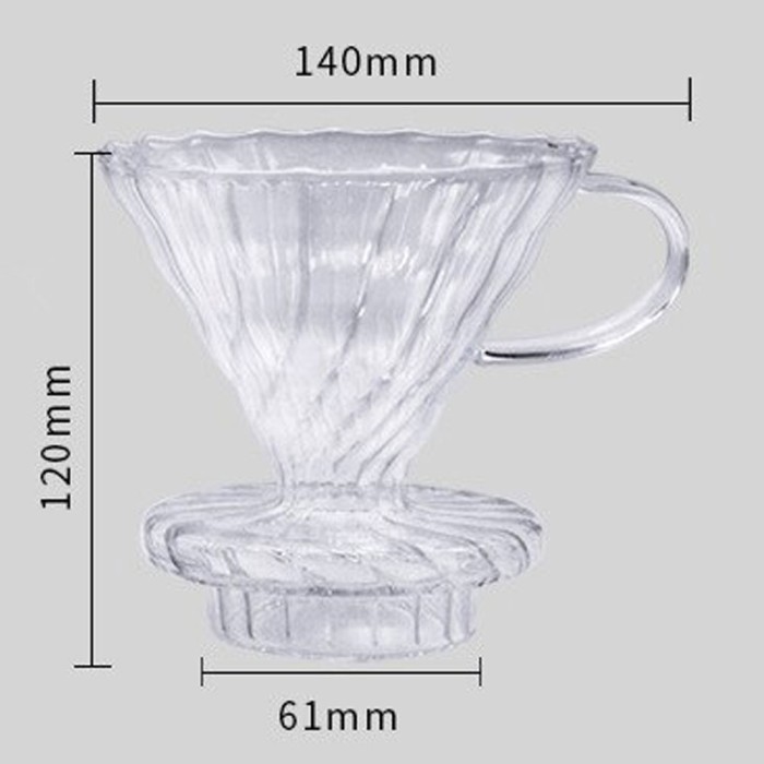 Filter SELUNA Penyaring Kopi V60 Glass Cone Coffee Dripper Filter