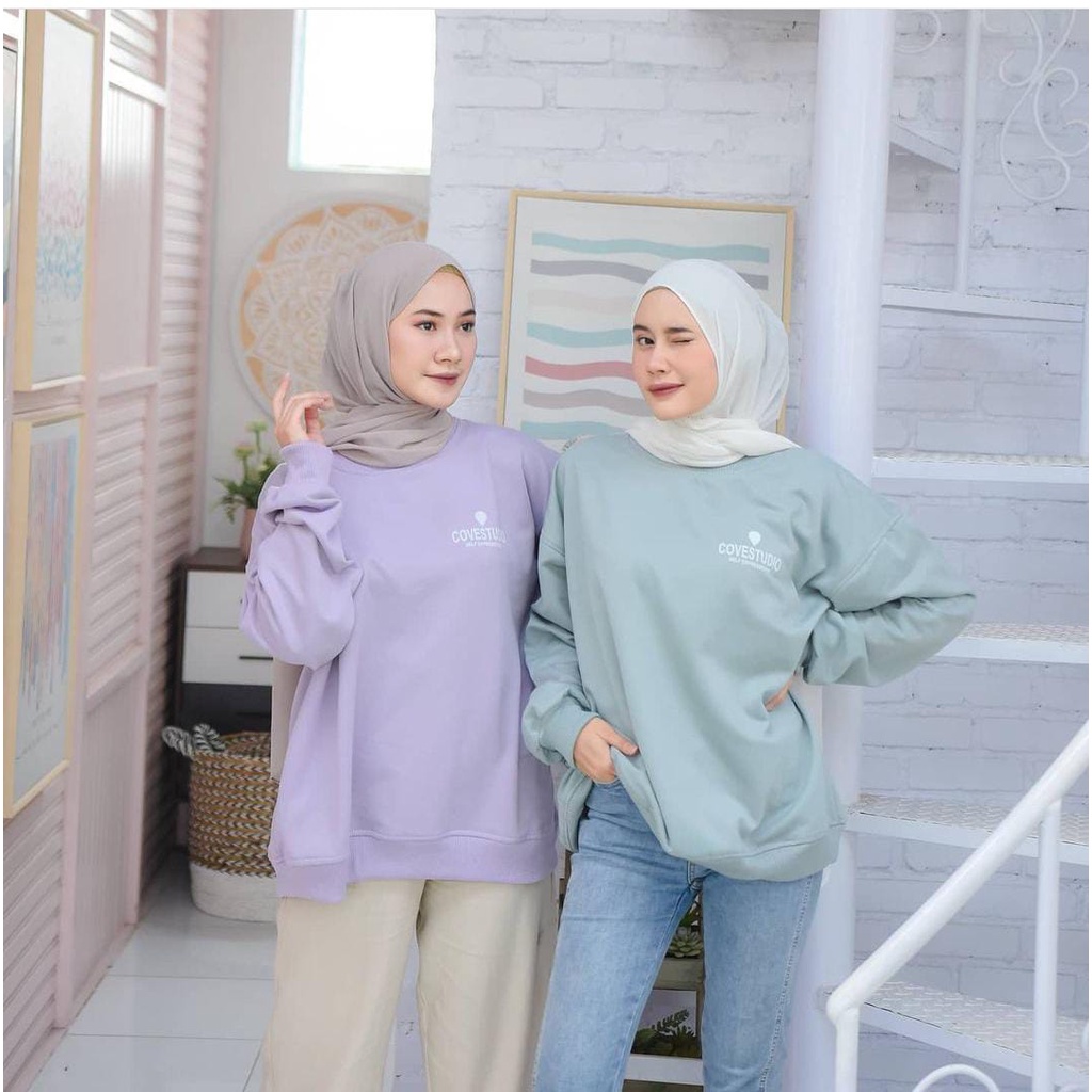 Conves Studio Sweater Hoodie Wanita Bahan Fleece