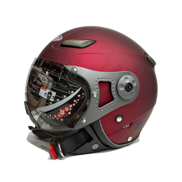 Helm Jpn Momo Pilot Merah Maroon Dof