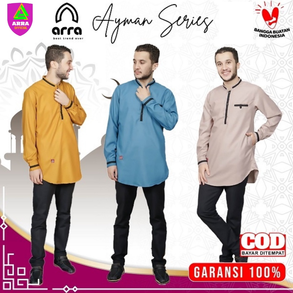 Baju Koko Pria Dewasa Original Arra Ayman Baju Koko Kurta Pakistan Lengan Panjang Baju Muslim Pria K