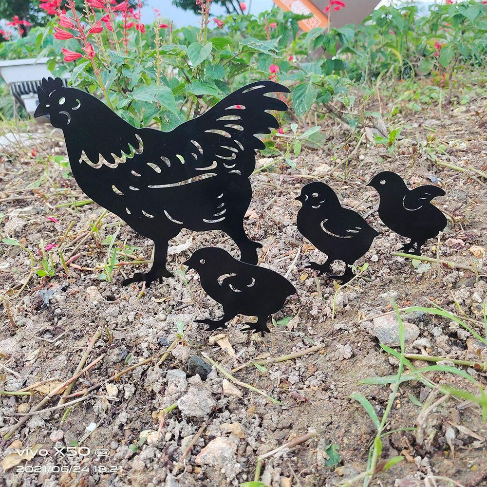 4pcs / Set Ornamen Patung Siluet Anak Ayam Untuk Dekorasi Halaman Rumput Taman Luar Ruangan