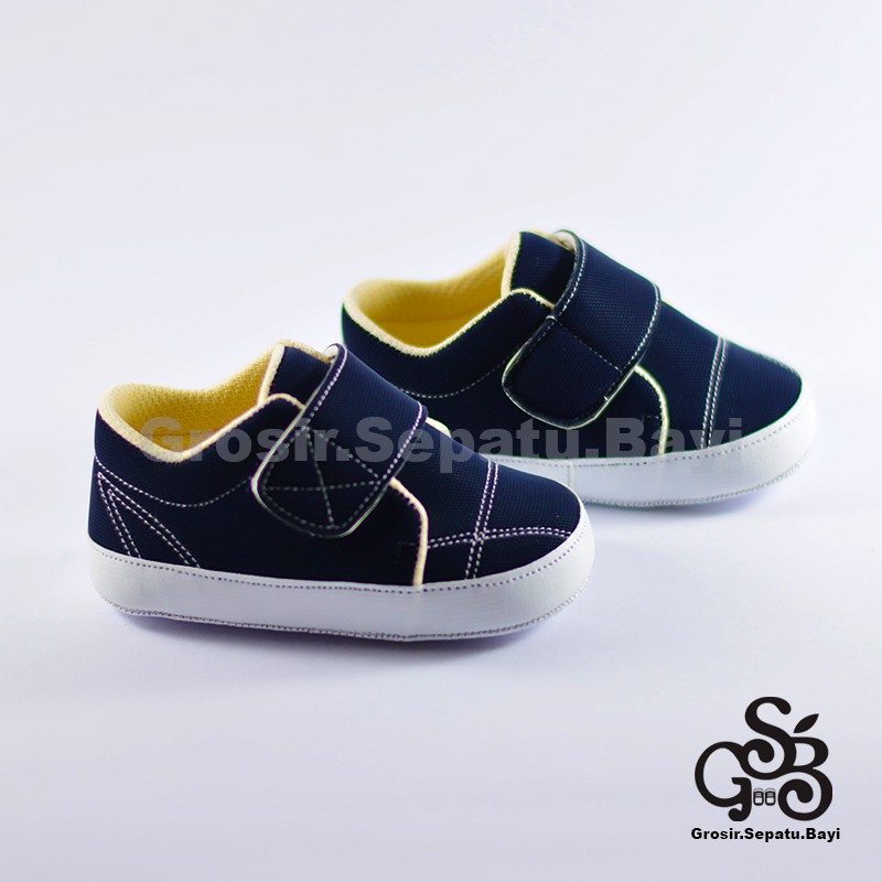 sepatu bayi baby shoes prewalker laki laki umur 2 sampai 14 bulan simple classy warna biru navy