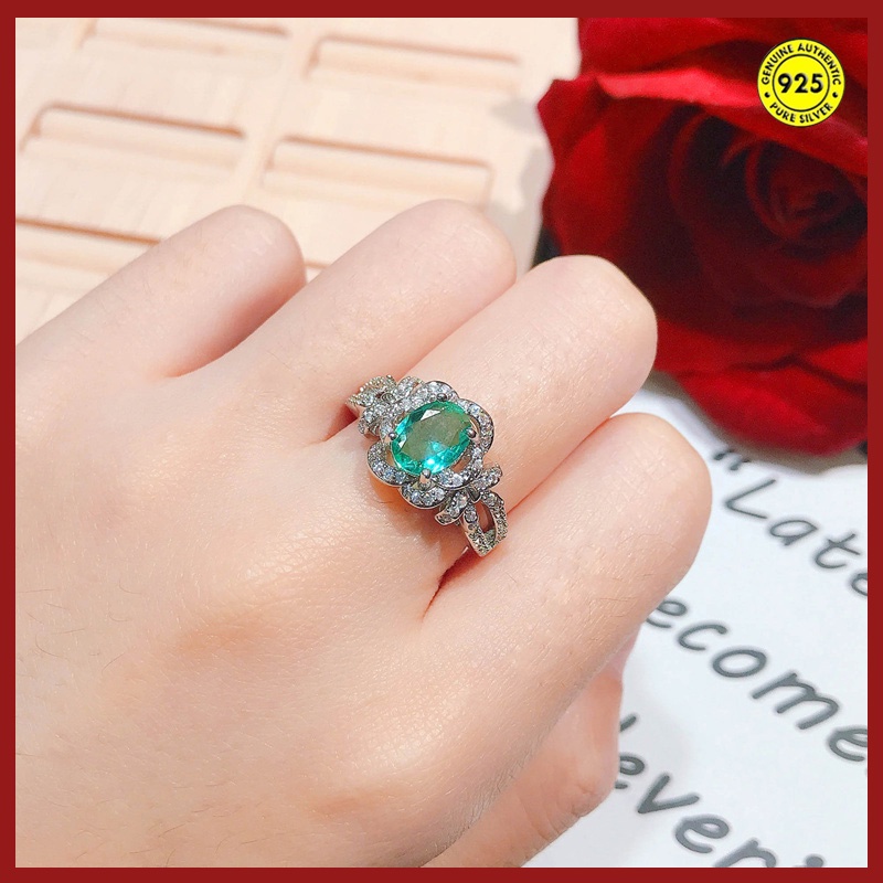 Cincin Model Terbuka Desain Bunga Mawar Hias Permata Warna Warni Adjustable Untuk Wanita