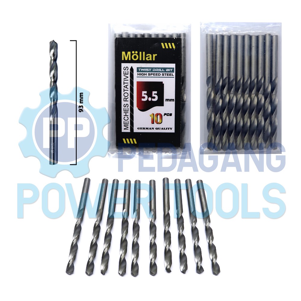 MOLLAR 1 SET 10 PCS MATA BOR BESI 5.5 MM MATABOR KAYU HSS DRILL BITS