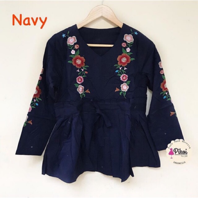 Baju putih bordir / blouse bordir cantik / blouse katun murah / lengan panjang / baju bohemian /1865