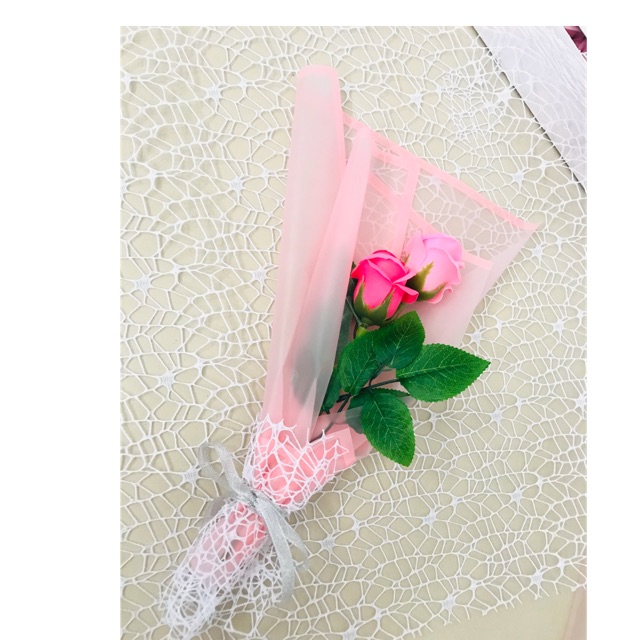 PINK  DOUBLE - BOUQUET ROSE SOAP FLOWER BUNGA SABUN HADIAH VALENTINE