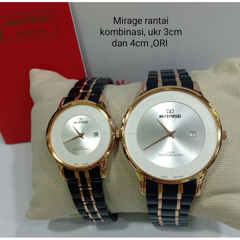 Jam Tangan Couple Original Mirage Tanggal Aktif Rantai Pasir