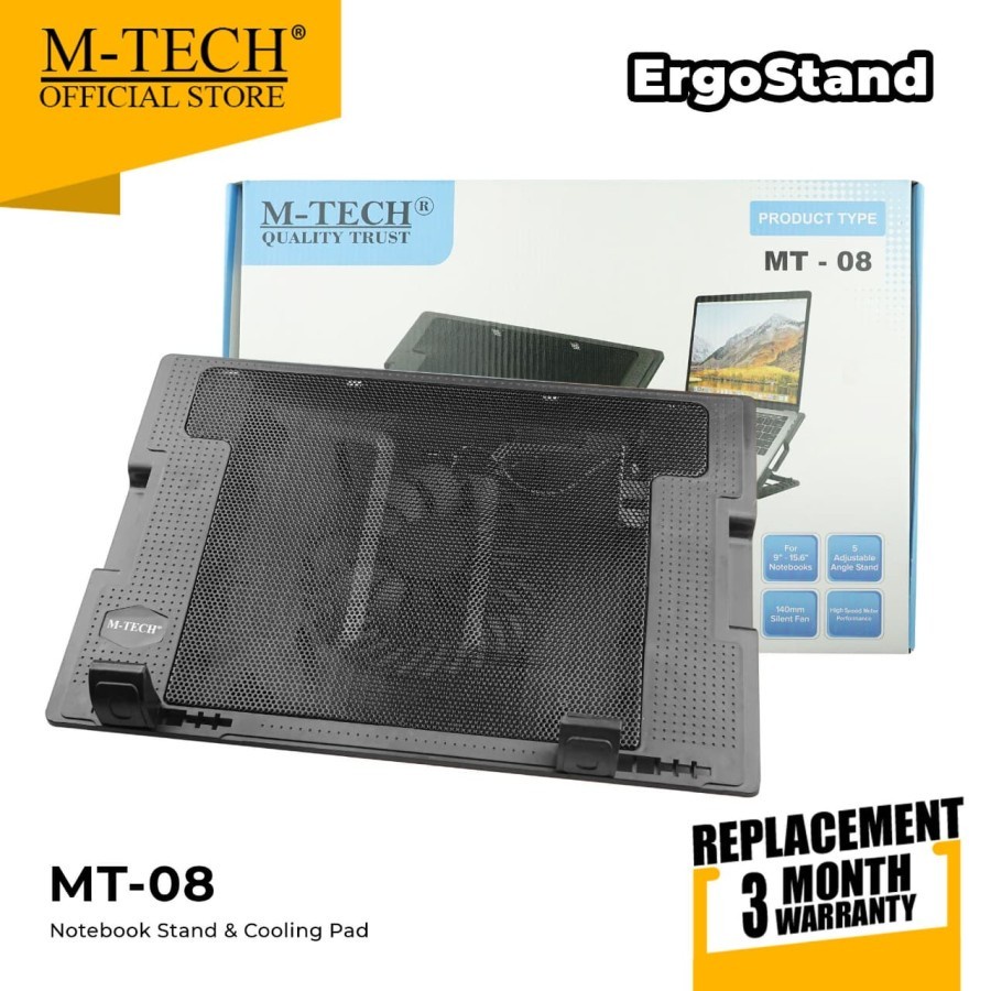 M-Tech Original Ergostand MT-08 Cooling Pad Kipas Pendingin Laptop