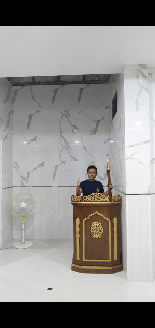 Mimbar Podium Kaligrafi Kayu Jati Asli Jepara + Kursi Busa