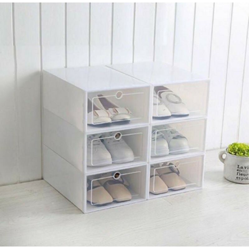 kotak sepatu transparan tebal jumbo uk 33x23x14cm