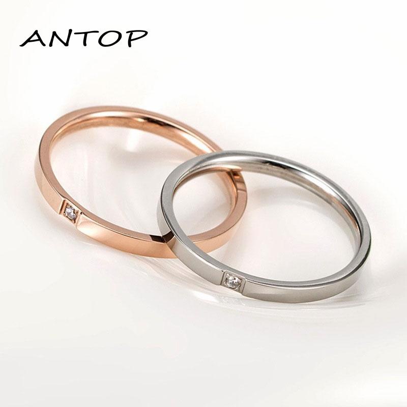 1pc Cincin Berlian Bahan Titanium Steel Gaya Korea Untuk Wanita