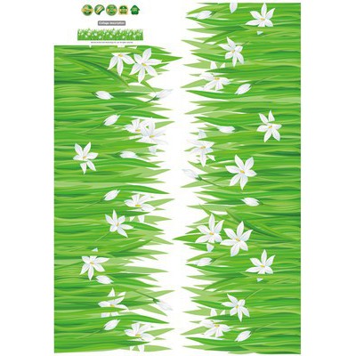 RELIZA WALL STICKER GREEN GRASS N WHITE FLOWERS RUMPUT HIJAU STIKER DINDING SK7044