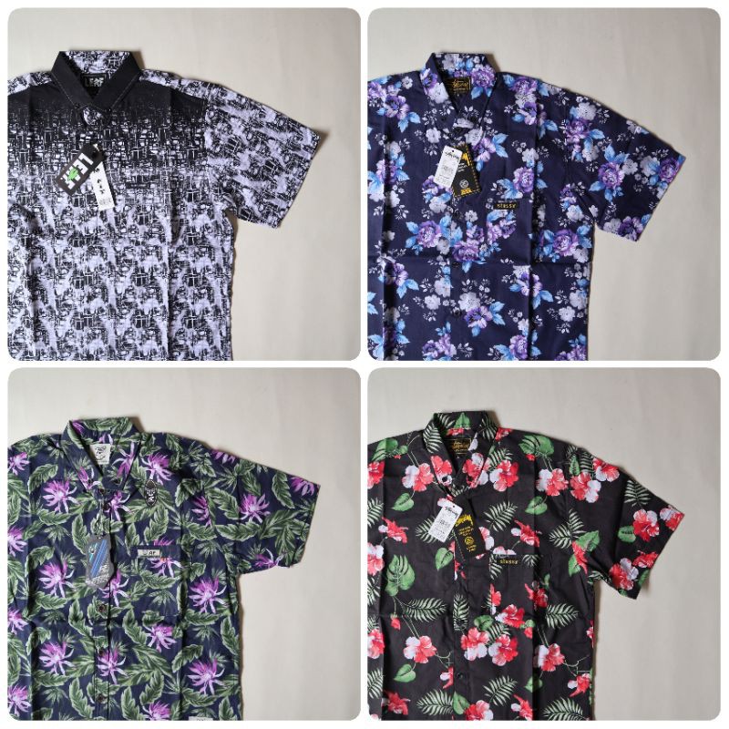 Kemeja surfing pria lengan pendek cowok cewek / hem pantai motif bunga pria wanita / kemeja distro