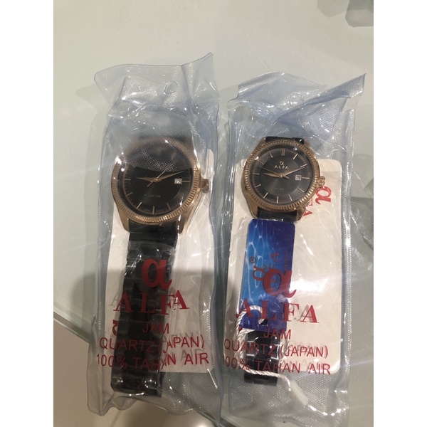 JAM TANGAN PRIA wanita couple black rose ALFA A0021 ORIGINAL 1000%