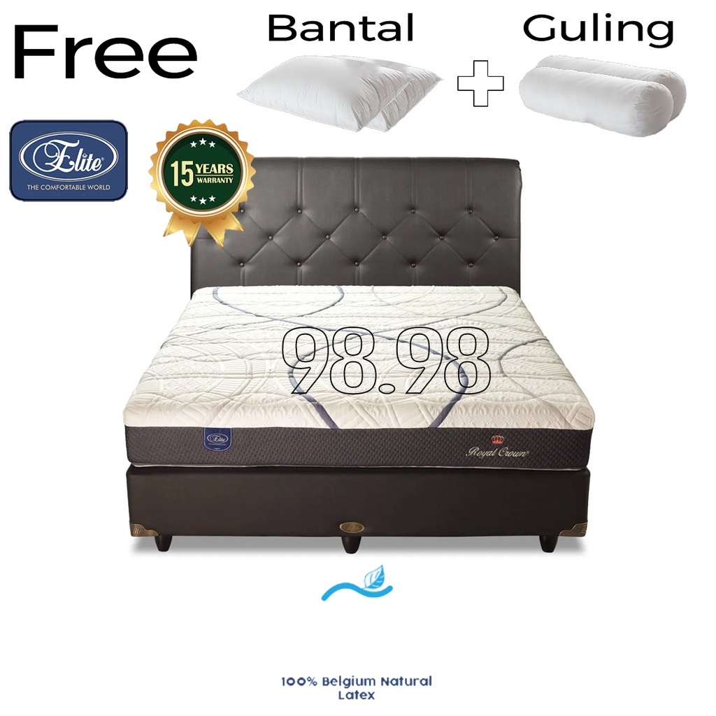 Elite Springbed Latex Royal Crown Garansi - Matras Original Elite Fullset 180x200 - Medan