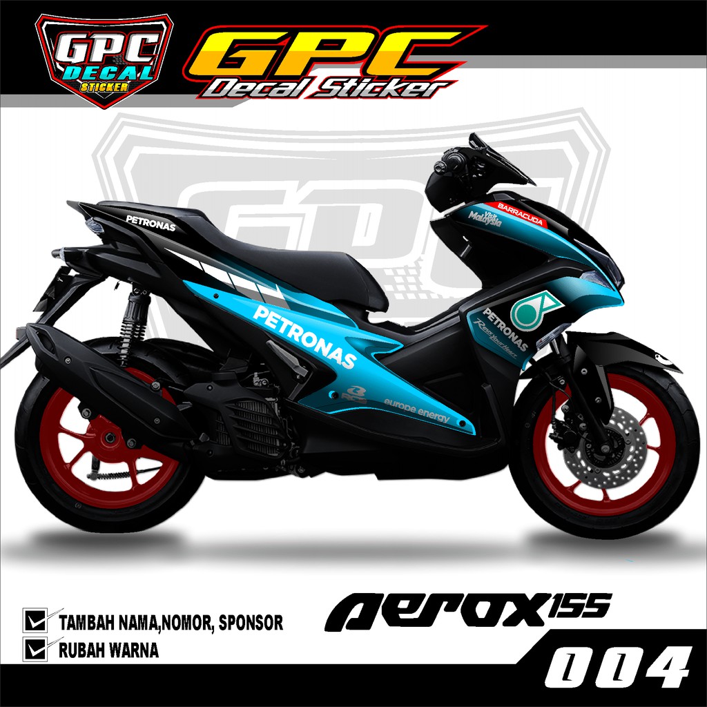 Decal Sticker Variasi Fullbody Yamaha Aerox 155 Old 004-Dekal Stiker Aerox Desain Petronas GPC