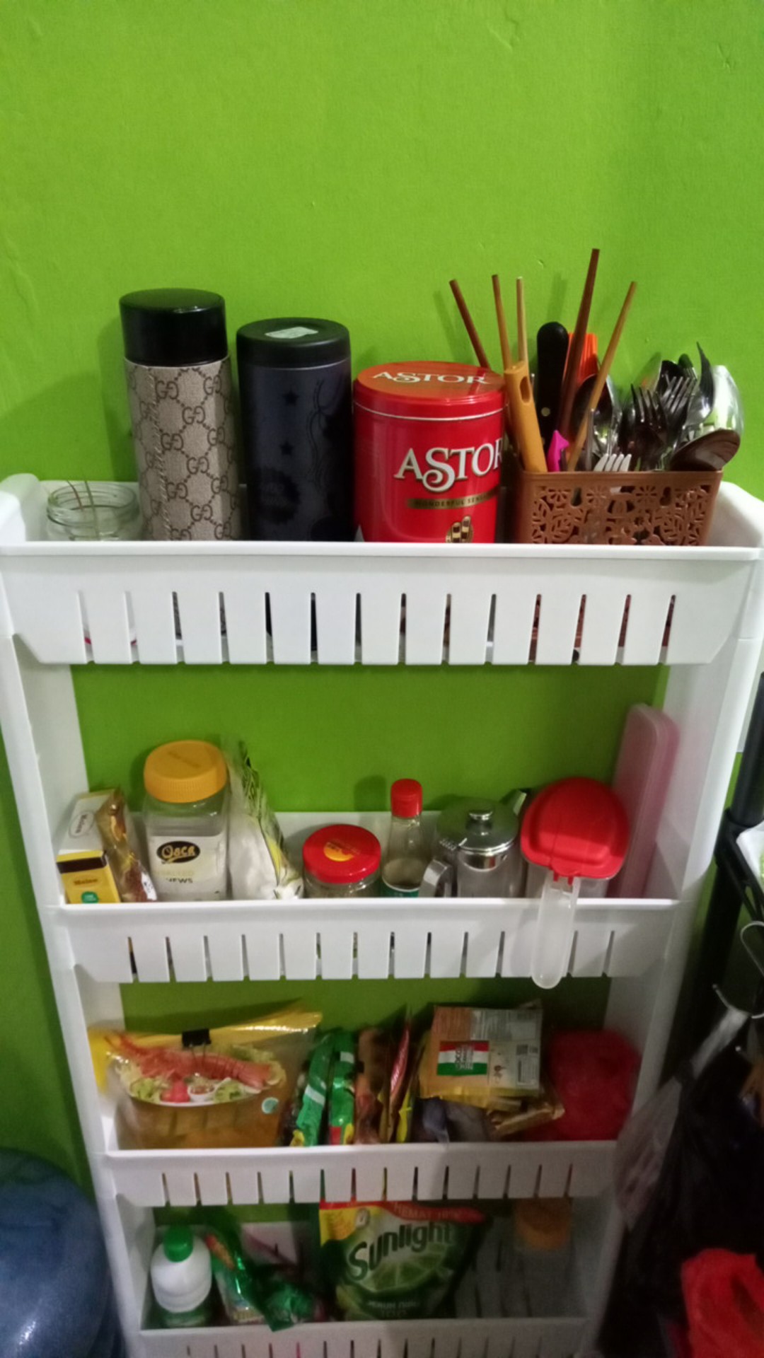 Shabbhy Rak Dorong Sudut Alat Dapur Kamar Mandi Organizer
