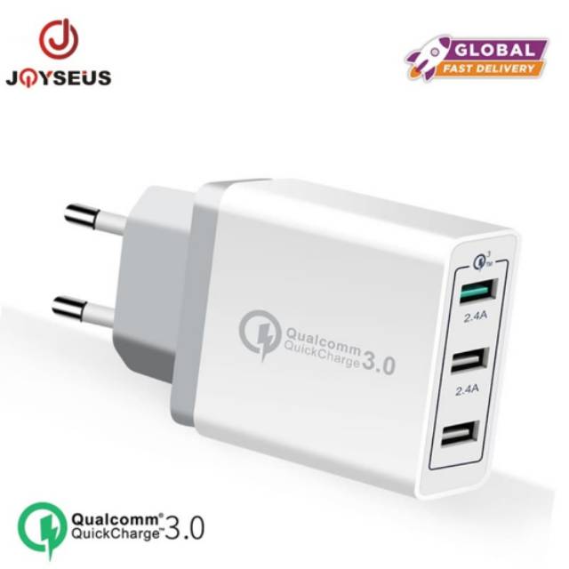 Joyseus T3 USB Charger 3 Port Quick Charge 3.0 Fast Charging