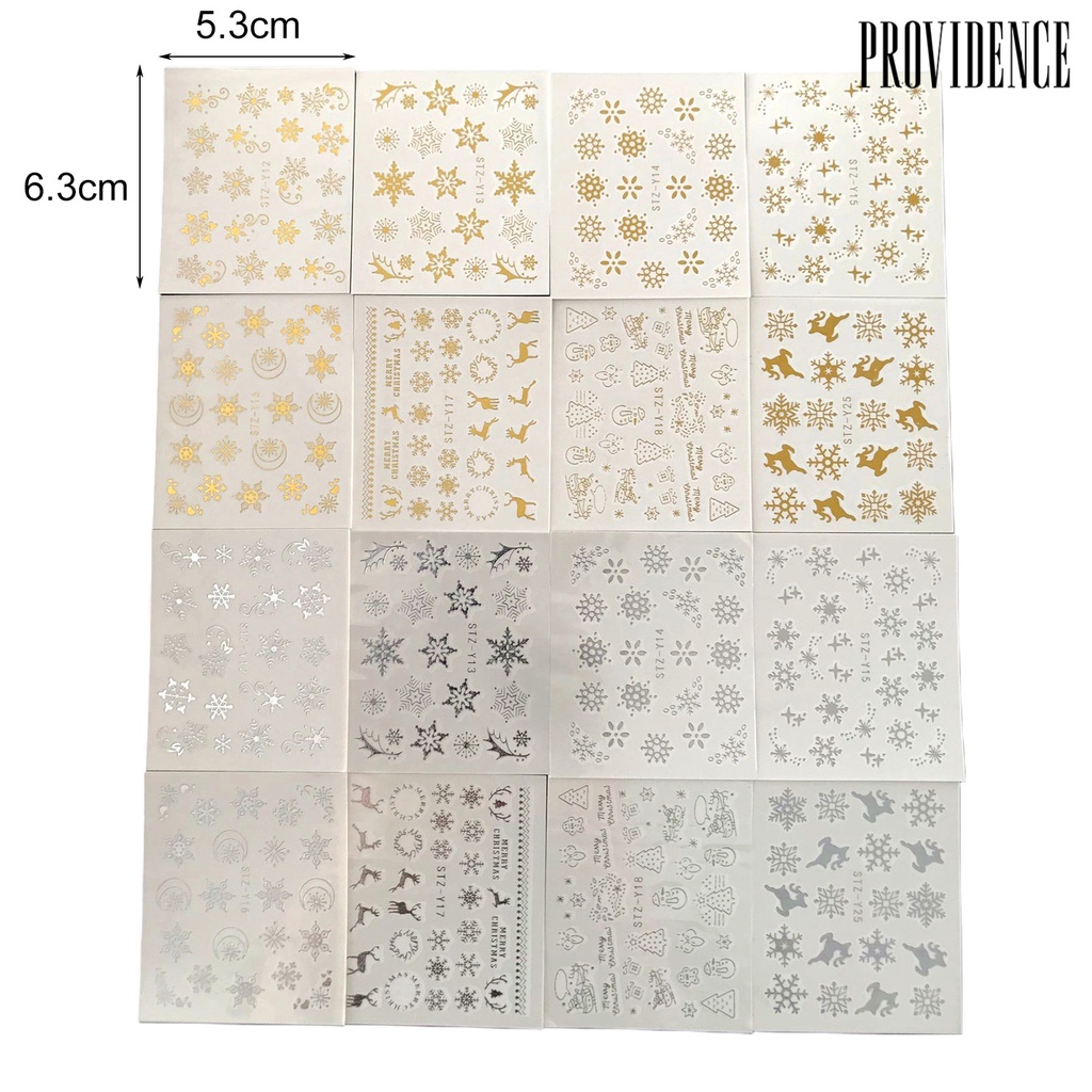 Providence 16Pcs Manicure Decal Delicate Lightweight Solid Color Gold Color Snowflake Manicure Sticker for Women