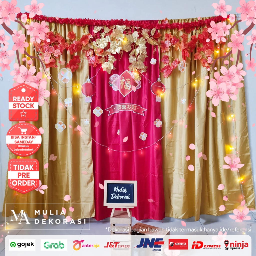 Dekorasi DIY Imlek Premium CNY Chinese New Year Backdrop Acara Photobooth Keluarga Paket Imlek Premium