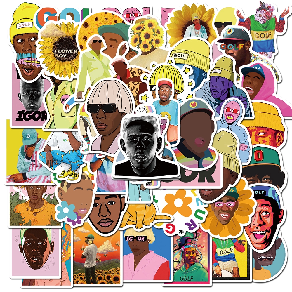 50pcs Pack Rapper Singer Tyler The Creator Portrait Stickers For Skateboard Guitar Motorcycle Laptop Waterproof Sticker Toy