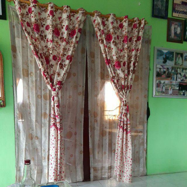 Terlaris Grosir Gorden Smokering Homemade Motif Brown Flower Ukuran 120x220