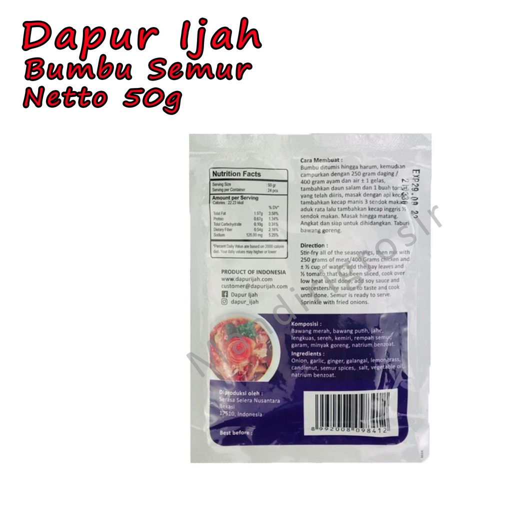 Bumbu Semur *Dapur Ijah * Bumbu * 50g