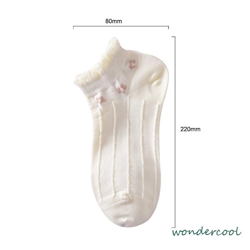 Kaos Kaki Wanita Kaus Kaki Perahu Dangkal Musim Panas Lucu Renda Tipis Kaos Kaki Bernapas-Won