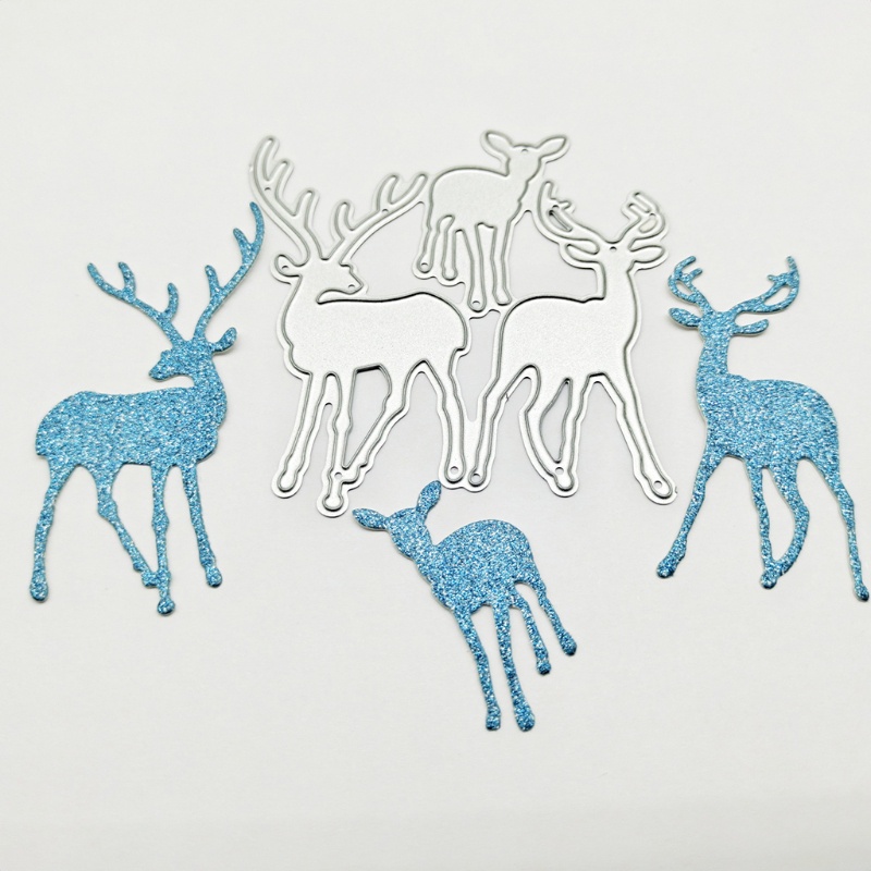 Cetakan Stensil Cutting Dies Motif Rusa Natal Bahan Metal Untuk Scrapbook / Craft Diy / Kartu