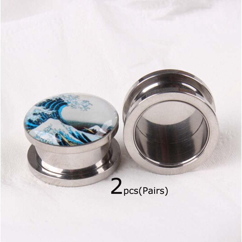 2pcs Wave Screw Fit Ear Plugs Stainless Steel Earrings Gauge Unisex 5-16mm