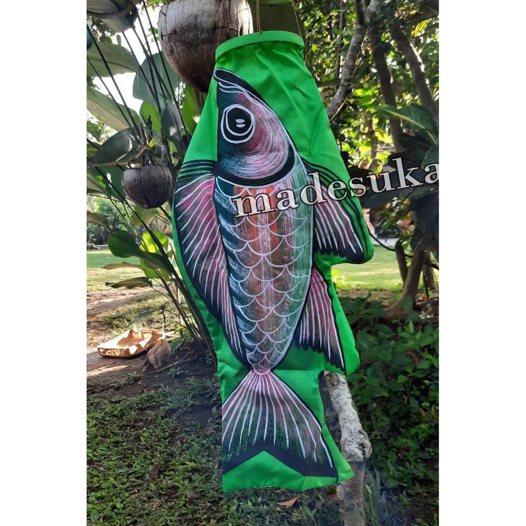 Windsock kain lukis ikan arah angin 60cm