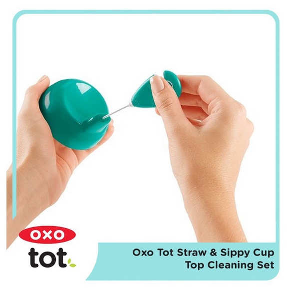 Oxo Tot Straw &amp; Sippy Cup Top Cleaning Set Spout Botol Sikat Brush Travel Size Friendly