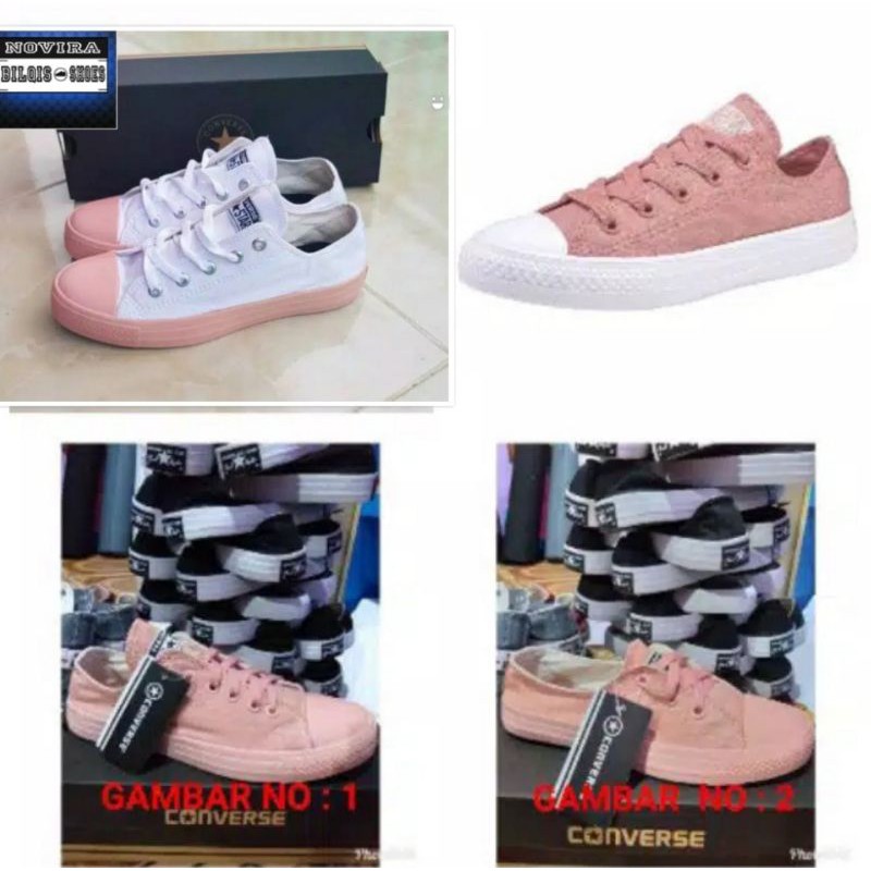 SEPATU PENDEK PUTIH PEACH  SNEAKERS ALL STAR TALI FREE BOX