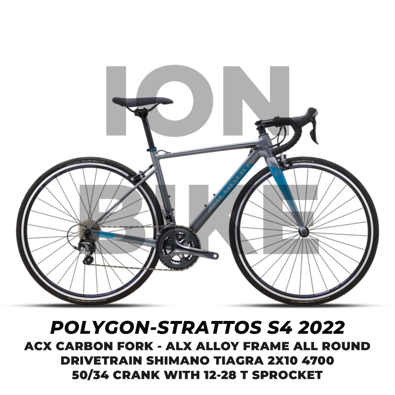 Sepeda Balap 700c Polygon Strattos S4 Terbaru Frame Alloy Ringan 10 Speed Road Bike Roadbike S-4 For