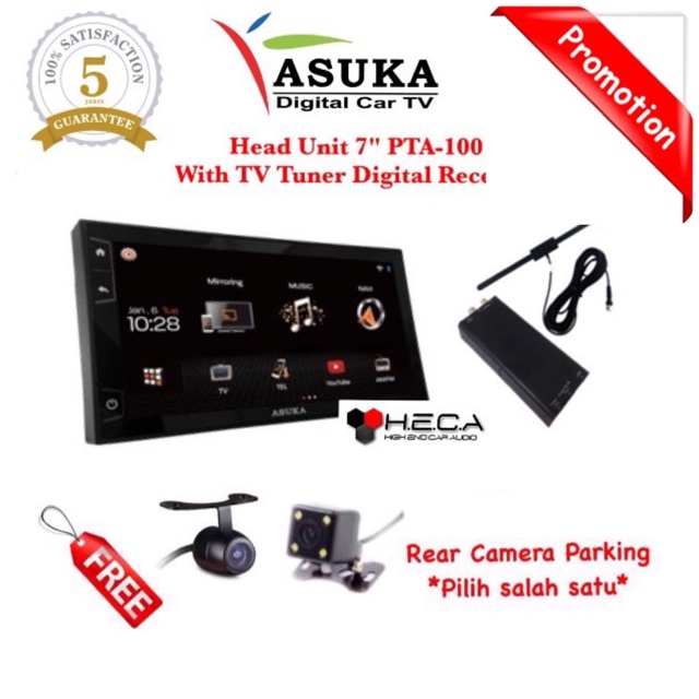 Asuka PTA-100TV Head Unit 7-inch Double din TV Tuner Digital + Camera