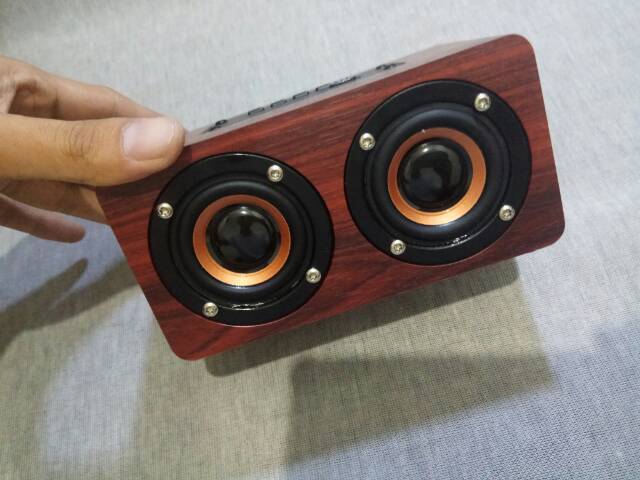 Speaker 10Watt bluetooth kayu mdf jernih bass bulat Double Speaker w8 jnp w5 stereo portable Subwofer Mini