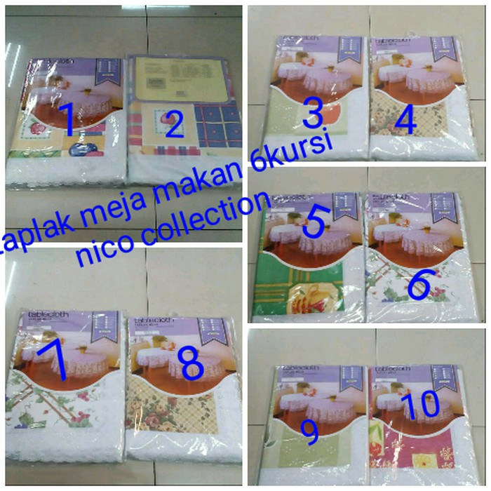 taplak meja makan plastik motif 6 kursi meiwa
