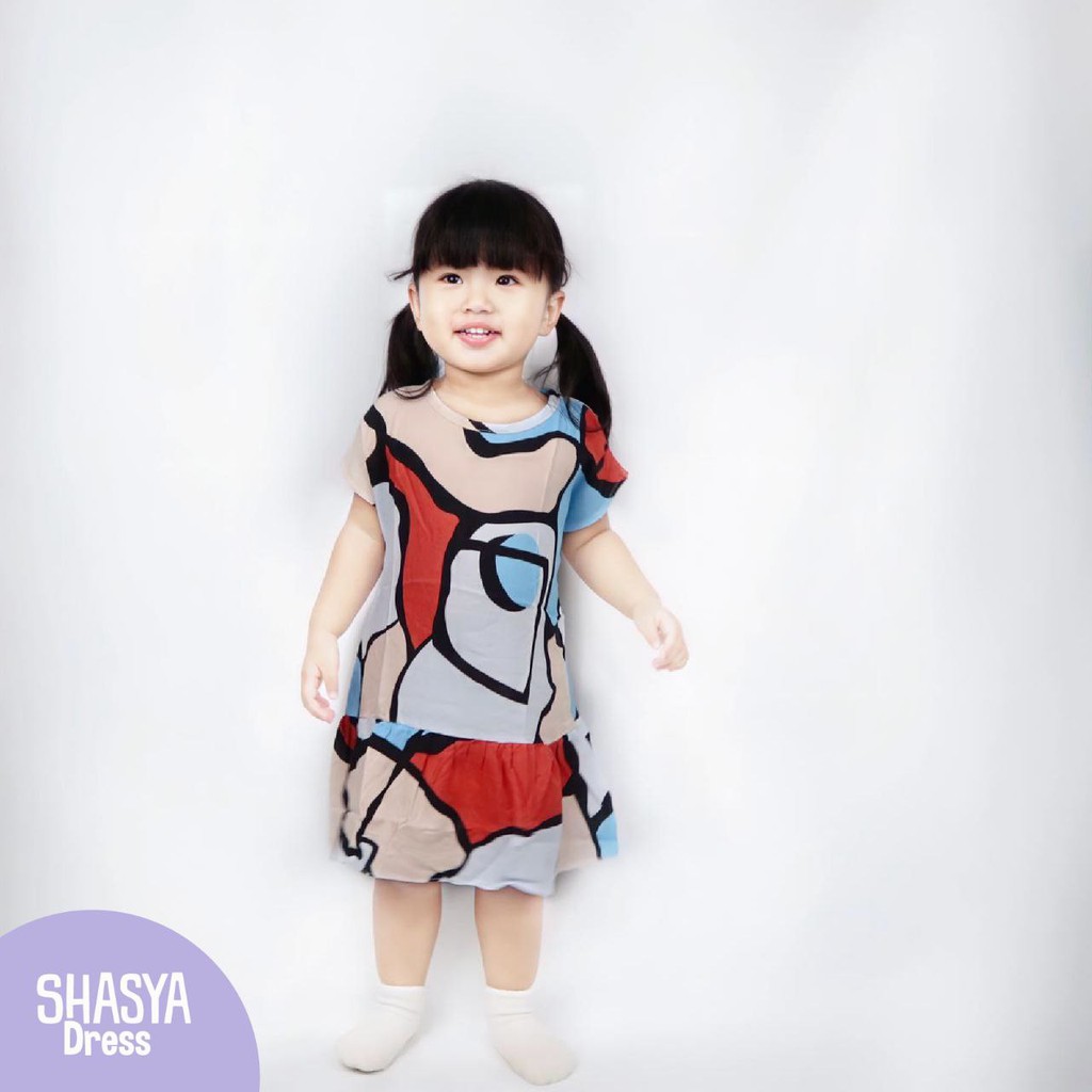 AIRA KIDS Shasya Dress Baju  Rayon Anak Perempuan Usia 1 2 3 4 5 Tahun