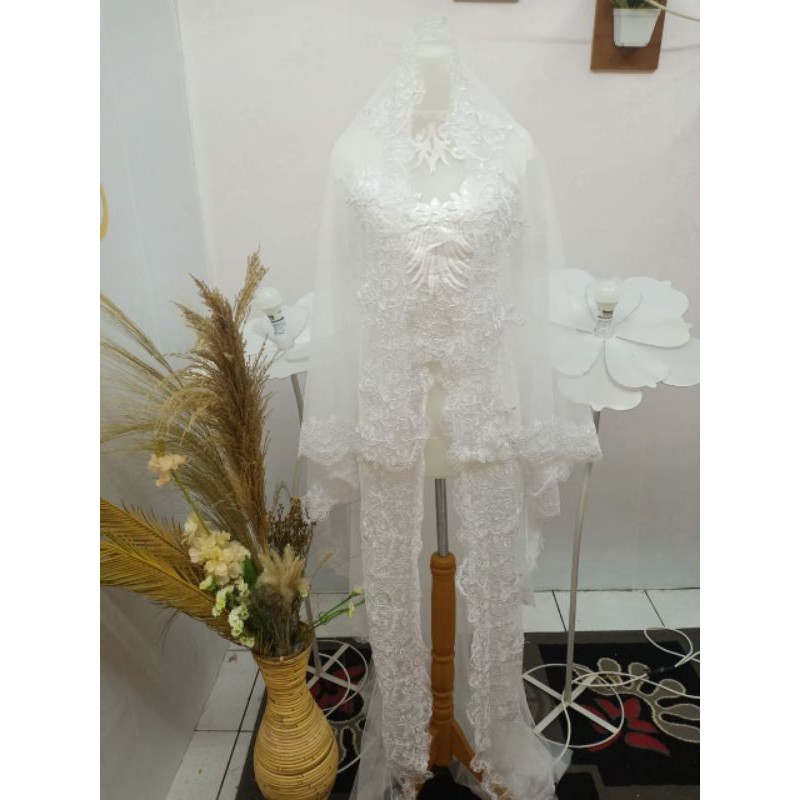 KEBAYA EKOR AKAD PUTIH FREE SLAYER HIJAB