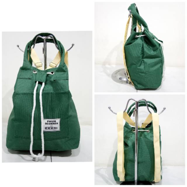 Tas Ransel 2in1 Phium Designer Hijau Trendy Tebal Kuat Original