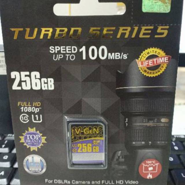Memory SD Card V-Gen 256 GB Class 10 Turbo Series