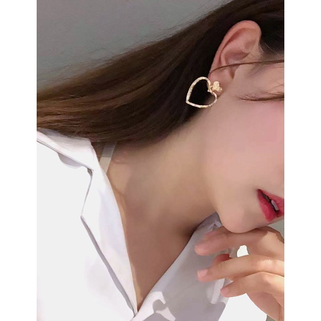 LRC Anting Tusuk Fashion Golden Matte Gold Love Bump Irregular Earrings D67338