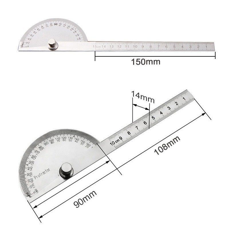 180 Derajat Busur Derajat Stainless Protactor Alat Ukur Sudut 100mm Degree Protractor Busur Protractor Penggaris Jangka